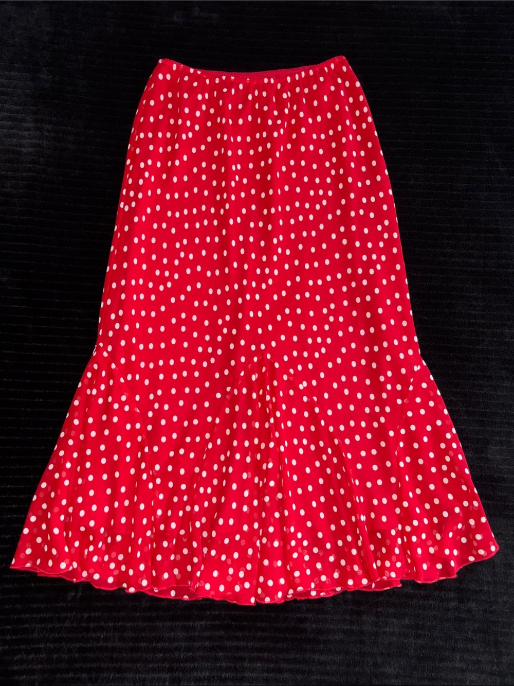 Chadwicks Red Polka Dot Lined Maxi Skirt